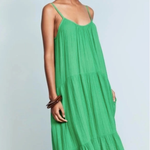 XIRENA WOMENS GREEN TIERED SLEEVELESS MAXI DRESS BRIGHT GREEN SIZE MEDIUM BEACH - Picture 1 of 6